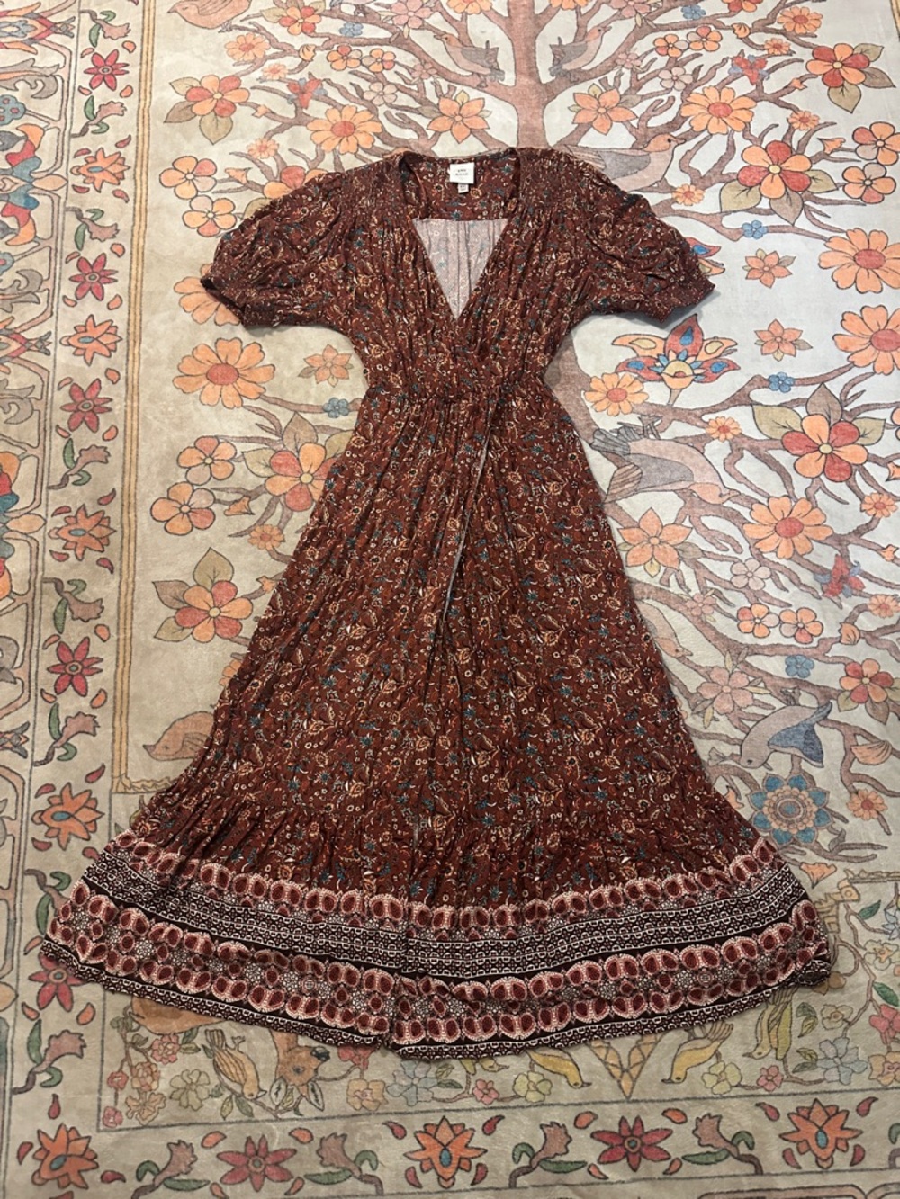 Knox Rose Brown Floral V-Neck Maxi Dress